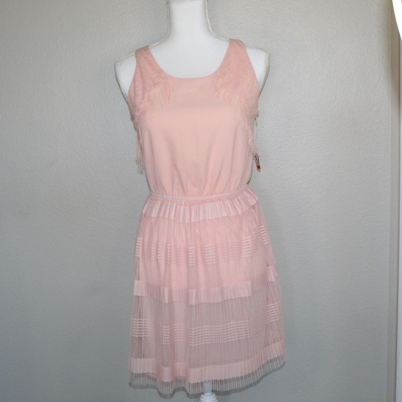 NWT Maison Jules Cote D'azure Bellini Pink A-Line Ruffle Dress - Size Small - Picture 3 of 11